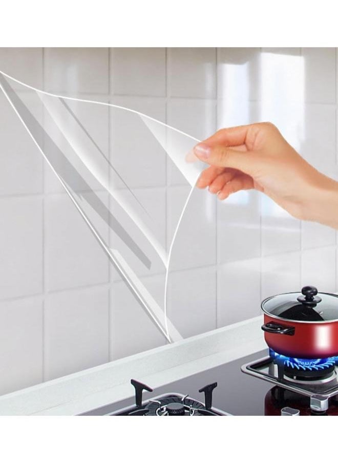 Eoptify Kitchen Wallpaper Oil Proof Waterproof Stickers, Backsplash Wall Protector, Transparent Self-Adhesive Temperature Resistant Foil  - Image 1
