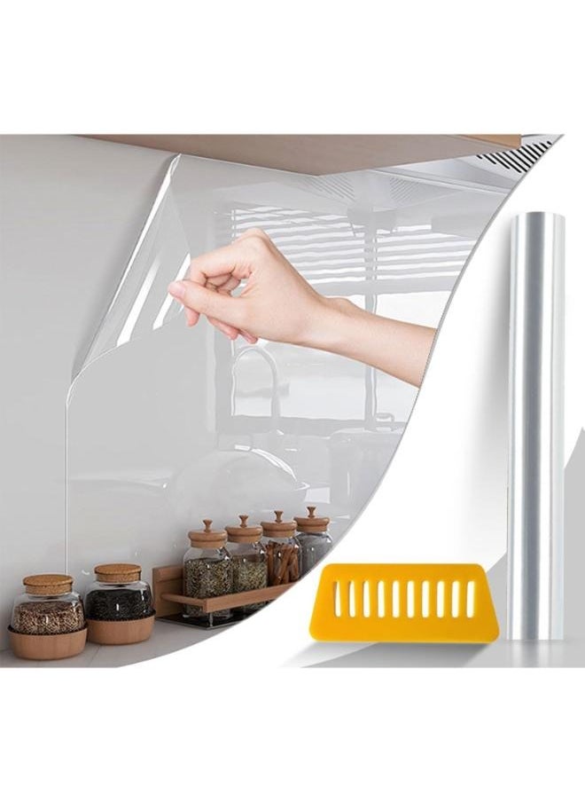 Eoptify Kitchen Wallpaper Oil Proof Waterproof Stickers, Backsplash Wall Protector, Transparent Self-Adhesive Temperature Resistant Foil  - Image 2