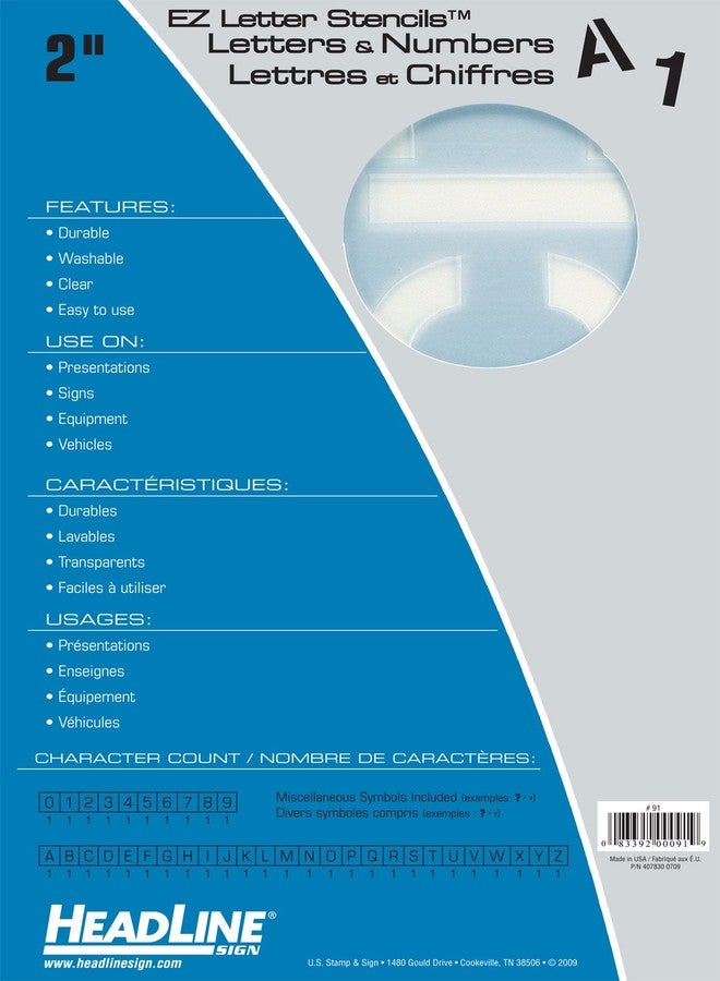 Headline Sign 91 Transparent Stencil Set, 2-Inch Letters and Numbers