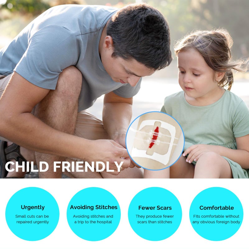 Greetmed 4 Pack Emergency Wound Closure Strips, Double Zip Wound Closure Device, Butterfly Stitches Alternative, Suture-Free Skin Closure for Home First Aid Kits & Outdoor Use - Image 5