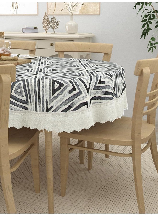 Clasiko 6 Seater Oval Dining Table Cover; 60x90 Inches or 152x228 Cms; Material - PVC; Anti Slip; White Print On Grey - Image 3