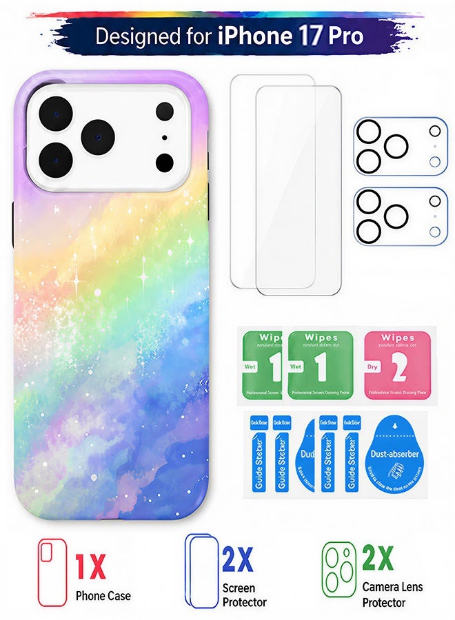 مافي مجموعة حماية 5 في 1 لهاتف iPhone 17 Pro - غطاء مزدوج الطبقات مقاوم للصدمات (طبقة داخلية من مادة TPU + طبقة خارجية من مادة PC) مع واقيين للشاشة فائق الدقة وواقيين شفافين لعدسة الكاميرا - حماية كاملة ضد الصدمات، غطاء هاتف مضاد لبصمات الأصابع والعرق مع أزرار مستقلة - Image 1