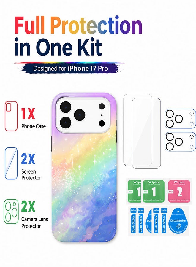 مافي مجموعة حماية 5 في 1 لهاتف iPhone 17 Pro - غطاء مزدوج الطبقات مقاوم للصدمات (طبقة داخلية من مادة TPU + طبقة خارجية من مادة PC) مع واقيين للشاشة فائق الدقة وواقيين شفافين لعدسة الكاميرا - حماية كاملة ضد الصدمات، غطاء هاتف مضاد لبصمات الأصابع والعرق مع أزرار مستقلة - Image 4