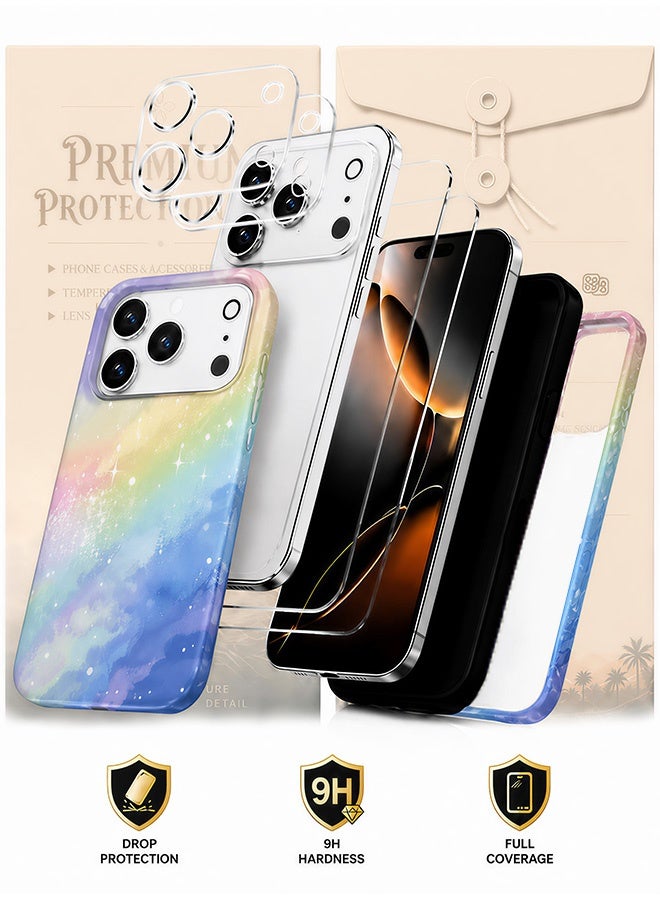 مافي مجموعة حماية 5 في 1 لهاتف iPhone 17 Pro - غطاء مزدوج الطبقات مقاوم للصدمات (طبقة داخلية من مادة TPU + طبقة خارجية من مادة PC) مع واقيين للشاشة فائق الدقة وواقيين شفافين لعدسة الكاميرا - حماية كاملة ضد الصدمات، غطاء هاتف مضاد لبصمات الأصابع والعرق مع أزرار مستقلة - Image 2