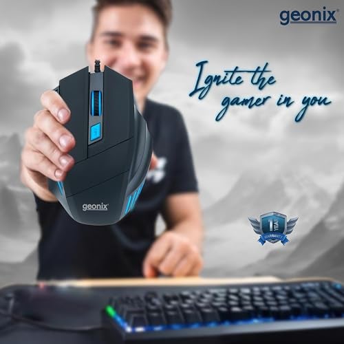GEONIX Vigor R6 Wired Gaming Mouse with 3600 DPI, 7 Buttons, Advanced Sensor, Soothing Blue Backlight, Braided Cable, 1 Year Warranty (Black Blue) - Image 4