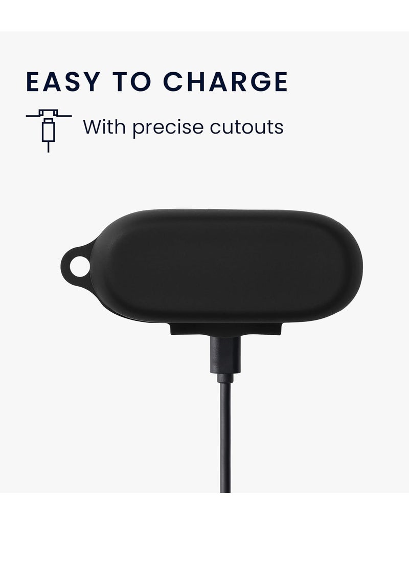 ماركة غير محددة - جراب سيليكون لجهاز Jabra Elite 2/3، جراب واقٍ مقاوم للصدمات وغطاء واقٍ للجلد لجهاز Jabra Elite 4 مع سلسلة مفاتيح (أسود) - Image 1