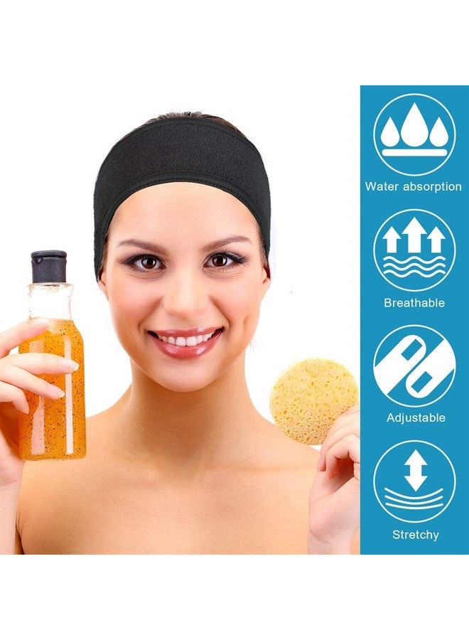 Whaline رباط رأس سبا من قماش تيري 4 قطع لتمتد للحمام والمكياج والرياضة (أسود) - Image 5