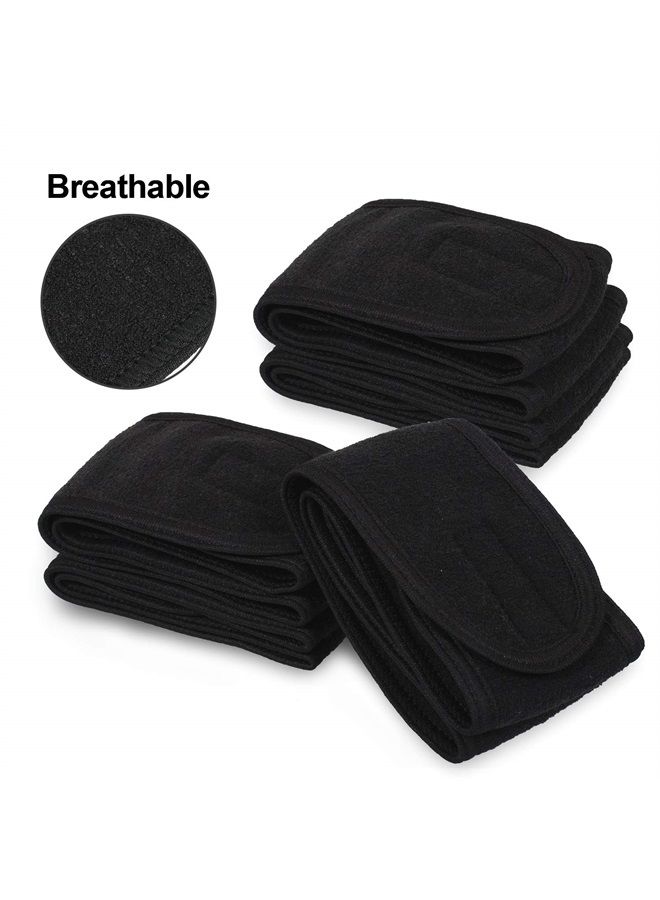 Whaline رباط رأس سبا من قماش تيري 4 قطع لتمتد للحمام والمكياج والرياضة (أسود) - Image 3