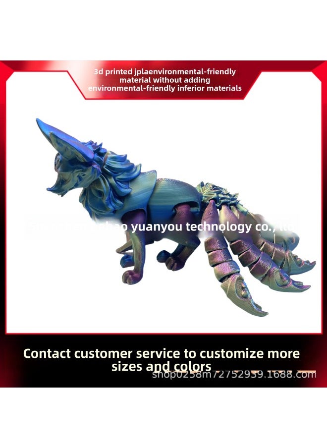 3D Printed Nine-Tiled Fox3d Printing Nine-Tail Fox Multi-Joint Movable Model Hand-made Decoration-Color:red And Blue Double Color-Specifications:18cm