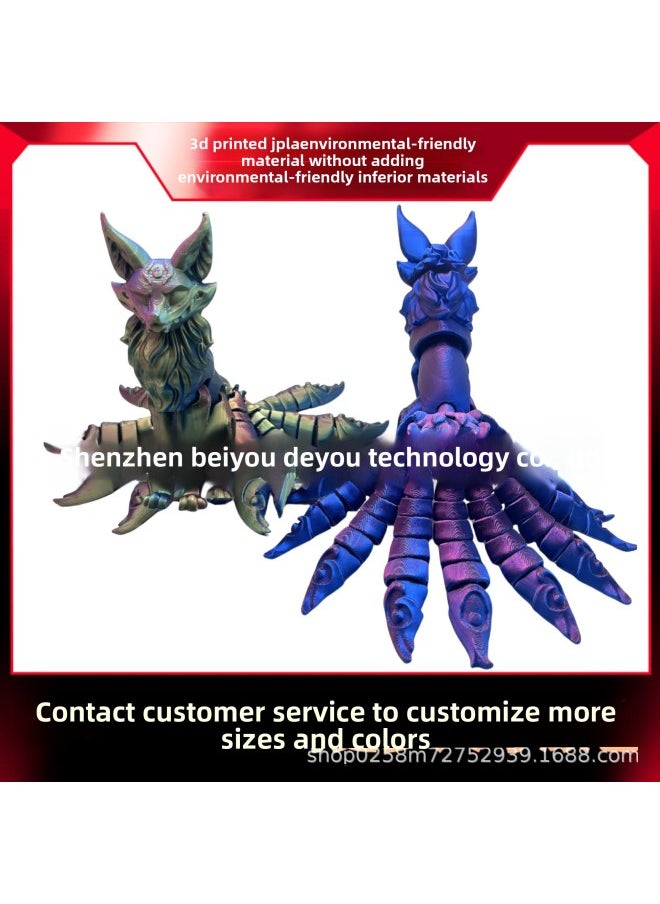 3D Printed Nine-Tiled Fox3d Printing Nine-Tail Fox Multi-Joint Movable Model Hand-made Decoration-Color:red And Blue Double Color-Specifications:18cm