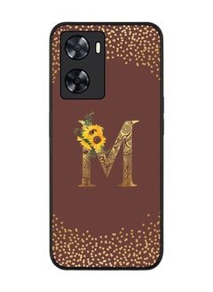 Stylizedd Rugged Black edge case for Oppo A57 4G/Oppo A77 4G/Oppo A77s Slim fit Soft Case Anti Drop TPU Gel Thin Cover - Custom Monogram Initial Letter Floral Pattern - M (Brown )  - Image 1