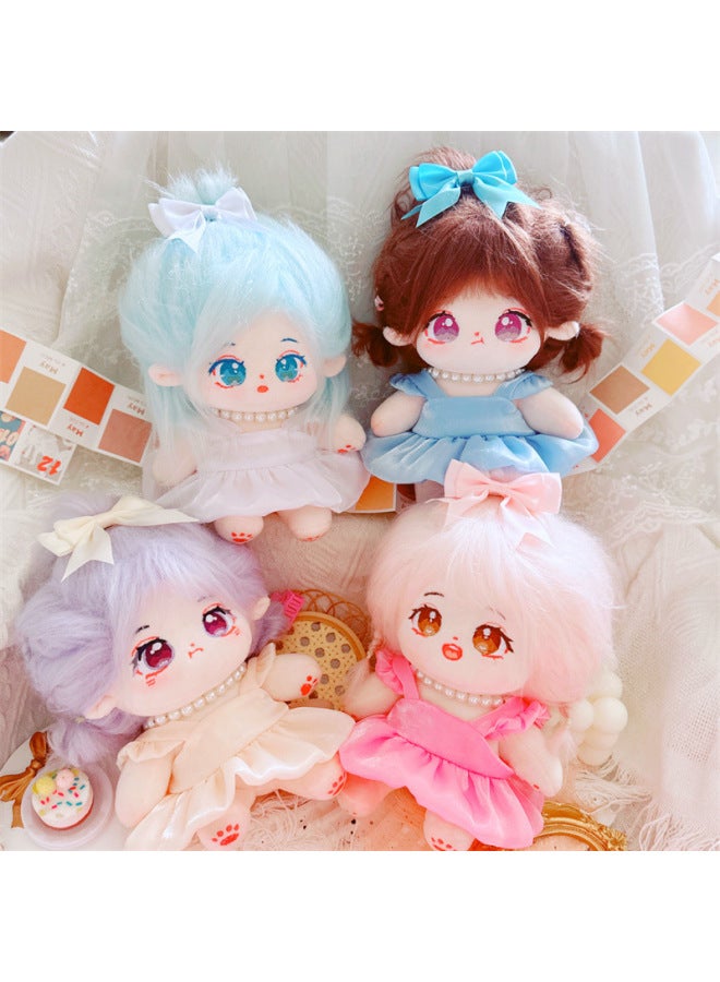 Cotton Doll 20cm Cm Doll Clothes Star Doll Normal Body Fat Body Fairy Rilla Pearl Necklace Skirt-Color:Blue Cinderella Three-piece Set - Image 2