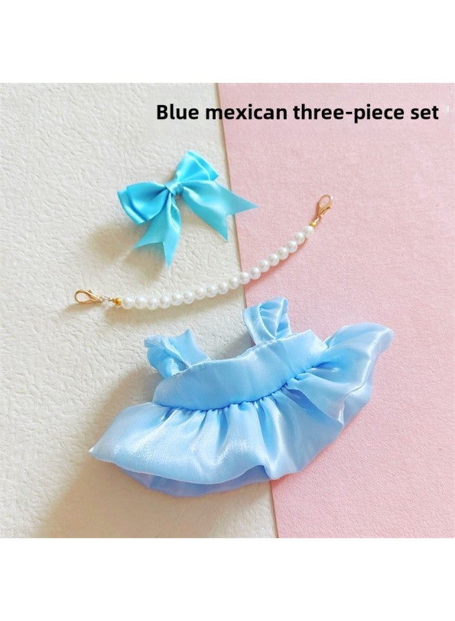 Cotton Doll 20cm Cm Doll Clothes Star Doll Normal Body Fat Body Fairy Rilla Pearl Necklace Skirt-Color:Blue Cinderella Three-piece Set - Image 1