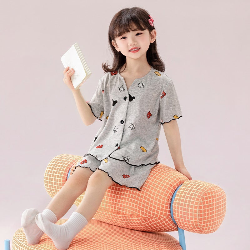 Modal Girls' Pajamas Summer Suspender Cool Vest Girls Cute Super Cute Home Clothes Set - Image 1
