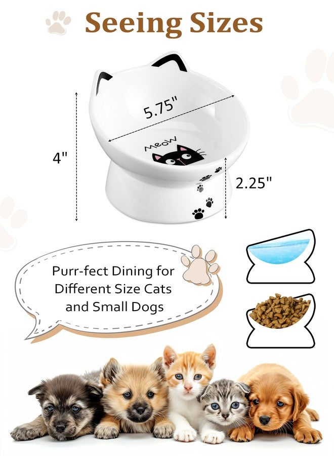 Yedio Porcelain Raised Cat Bowls, Tilted Cat Food Bowl with Anti Slip Band, Stress Free, Elevated Porcelain Pet Bowl Protect Pet's Spine, Backflow Prevention, Dishwasher Safe, White - Image 2