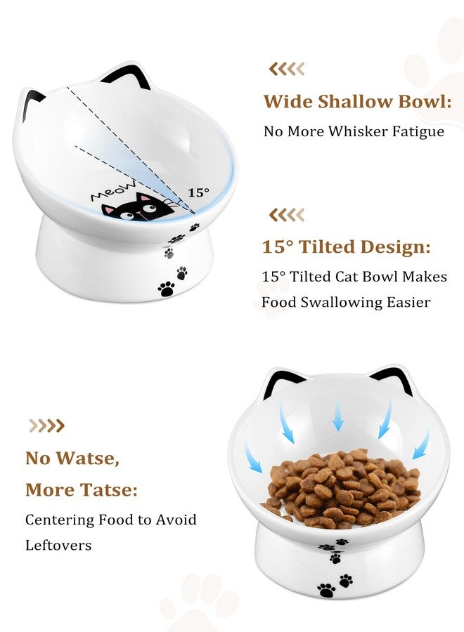 Yedio Porcelain Raised Cat Bowls, Tilted Cat Food Bowl with Anti Slip Band, Stress Free, Elevated Porcelain Pet Bowl Protect Pet's Spine, Backflow Prevention, Dishwasher Safe, White - Image 4