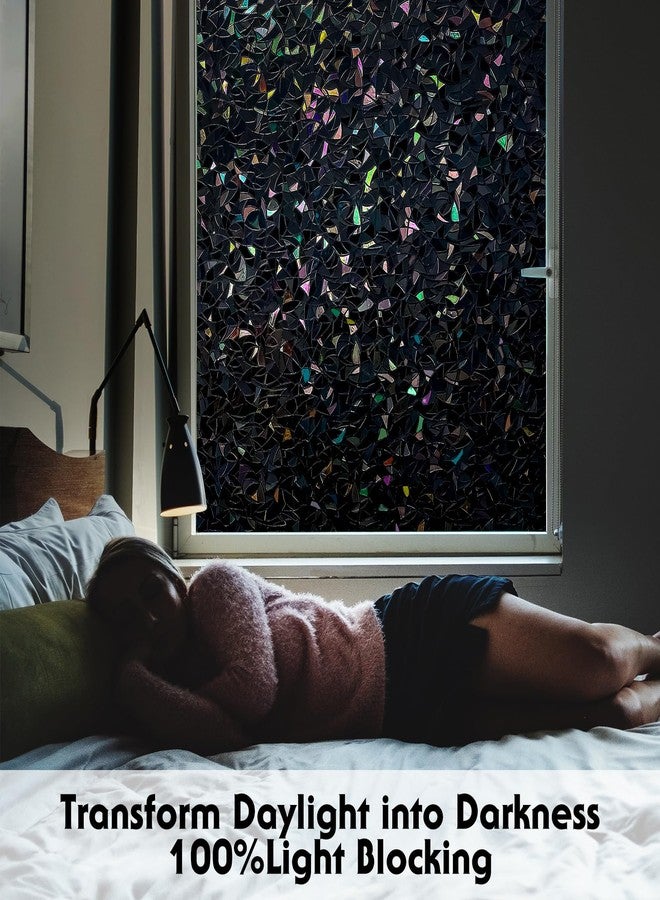 Volcanics Total-Blackout-Window-Privacy-Film, Rainbow Room Darkening Black Window Cover, Static Cling 100% Light Blocking 17.5 x 78.7 Inches - Image 2