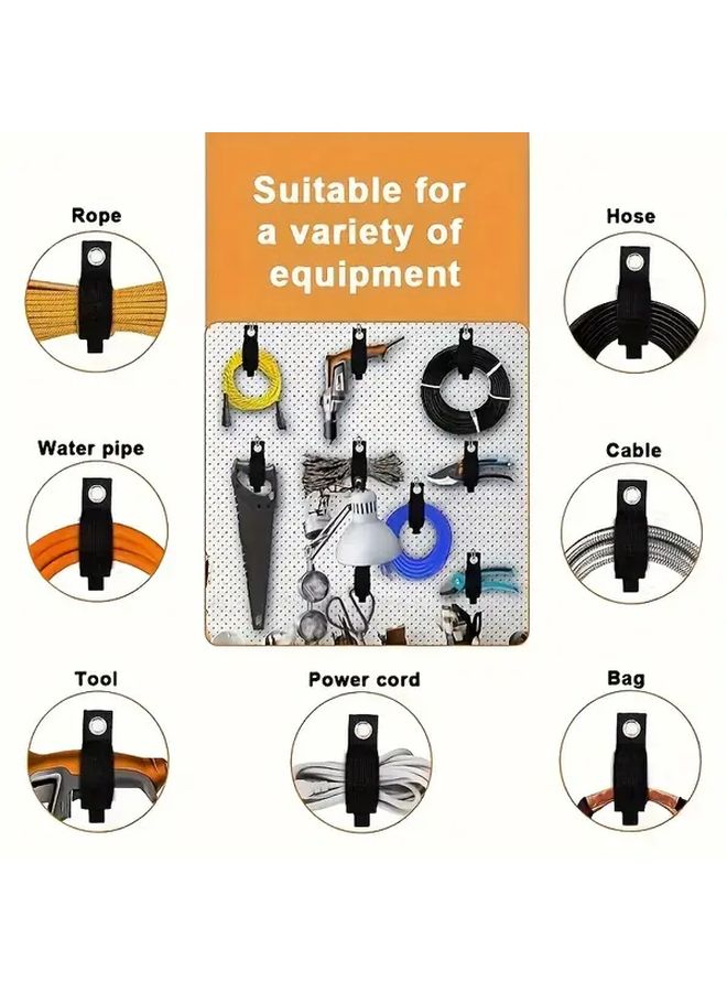5pcs Heavy Duty Nylon Tool Straps 50 lbs Capacity Wall Mounted Storage Hanging Bands Black - Image 5