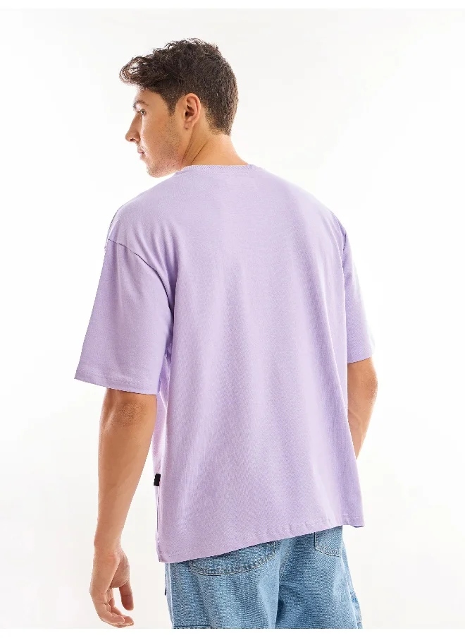 Beyoung Lilac Puff Printed Oversized T-shirt For Men