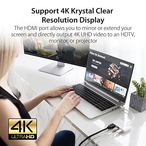 j5create USB Type C to 4K HDMI and Gigabit Ethernet with PD 100W Pass-Through Charging, for MacBook Pro, MacBook Air, Chromebook, Surface Pro, iPad Pro or USB-C Laptop (JCA351) - Image 3