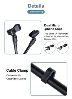 ET-LIFE Double Clips Microphone Tripod Floor Stand for Performances, Karaoke, Dancing, and Mobile Live Streaming, 103B Black  - Image 4