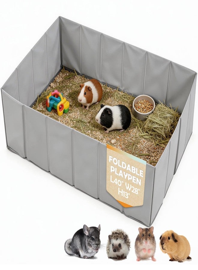 MEEXPAWS Small Animal Playpen, Foldable Hamster Guinea Pig Playpen for Indoors or Travel Large, 40" x 28" x 13", Waterproof, No Assembly Portable Guinea Pig Enclosure, Plastic Rat Ferret Play Pen - Image 1