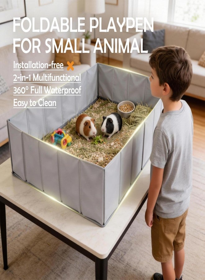 MEEXPAWS Small Animal Playpen, Foldable Hamster Guinea Pig Playpen for Indoors or Travel Large, 40" x 28" x 13", Waterproof, No Assembly Portable Guinea Pig Enclosure, Plastic Rat Ferret Play Pen - Image 5