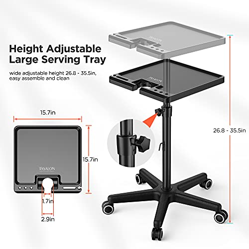 TASALON Ultimate Salon Tray on Wheels,Tray Cart with 2 Magnetic Bowls Irony Tattoo Table Station Rolling Tray with Hair Stickless Wheels,Chemical-Resistant Hair Stylist Instrument Tray,Tray for Dyson - Image 4