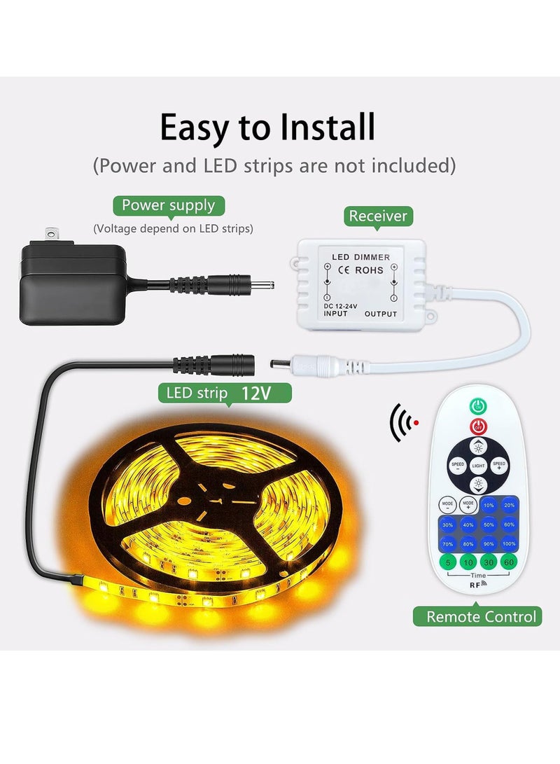 Luckam DC 12-24V LED Dimming Controller with Dynamic Effect Mode - RF Dimmer with Remote Control for Single Color LED Strip Lights, Adjustable Brightness, Suitable for Rooms, Homes, Cabinets, Neon Signs - Image 4