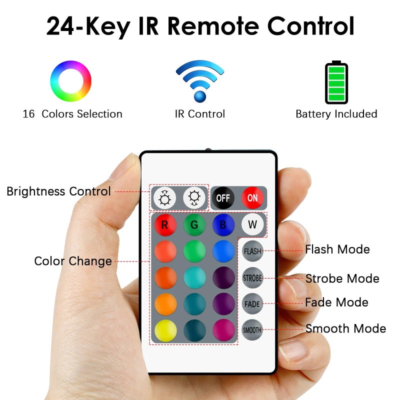 VIPMOON 1M USB DC 5V Inline IR Remote Controller with 24 Key Wireless Led Light Remote Controller Replacement for 5050 3528 5V RGB 4-PIN LED Strip Lights - Image 4