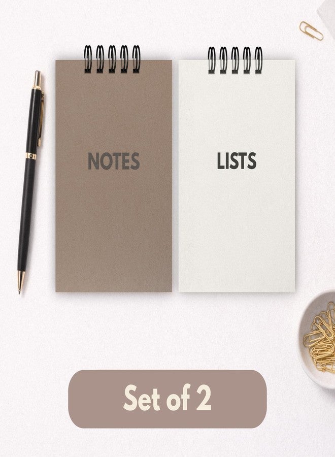 EKDALI Pocket Size Spiral Notebook Set of 2 | Size - 4.13” x 2.91” | Notes & Lists Mini Notepads | 85 GSM Cream Paper | Top Wire Bound Small Notebooks for Notes Daily Use To-Do and Ideas (Warm Taupe & Sand Beige) - Image 2