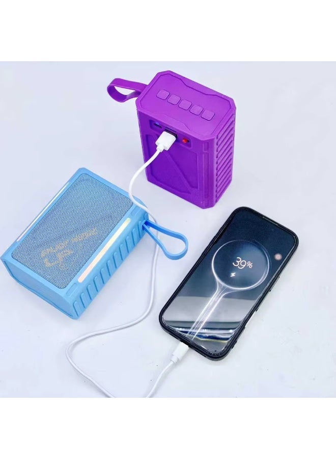 LP-V101 Portable Wireless Bluetooth Speaker, Loud Super Bass Stereo Sound, Rechargeable Outdoor Speaker with RGB LED Lights, FM Radio, USB & TF Card Support, Durable Design with Carry Strap for Camping, Party & Travel - Multicolour - Image 5