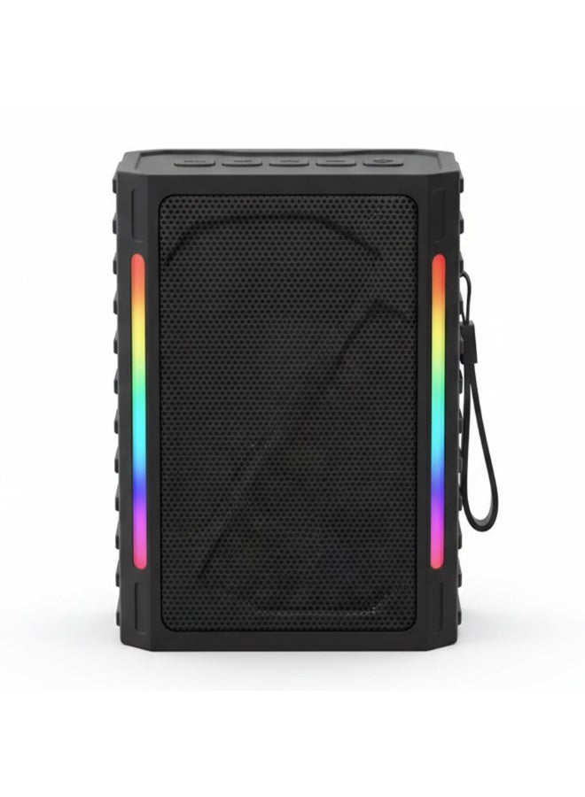 LP-V101 Portable Wireless Bluetooth Speaker, Loud Super Bass Stereo Sound, Rechargeable Outdoor Speaker with RGB LED Lights, FM Radio, USB & TF Card Support, Durable Design with Carry Strap for Camping, Party & Travel - Multicolour - Image 1