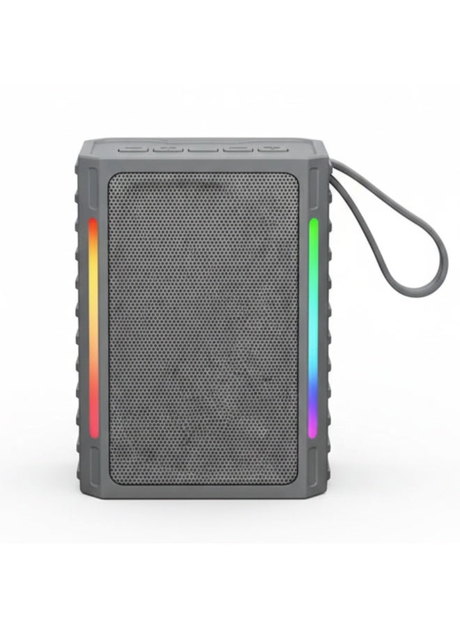 LP-V101 Portable Wireless Bluetooth Speaker, Loud Super Bass Stereo Sound, Rechargeable Outdoor Speaker with RGB LED Lights, FM Radio, USB & TF Card Support, Durable Design with Carry Strap for Camping, Party & Travel - Multicolour - Image 2