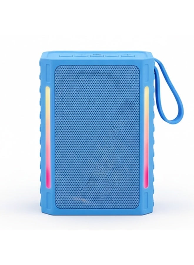 LP-V101 Portable Wireless Bluetooth Speaker, Loud Super Bass Stereo Sound, Rechargeable Outdoor Speaker with RGB LED Lights, FM Radio, USB & TF Card Support, Durable Design with Carry Strap for Camping, Party & Travel - Multicolour - Image 3