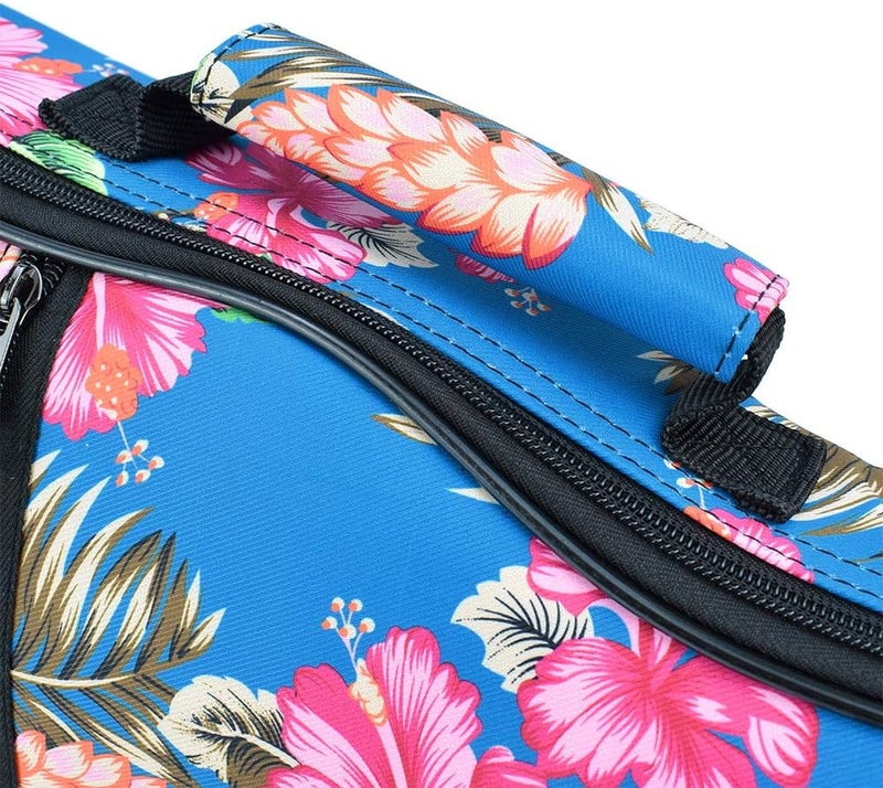 CLOUDMUSIC Ukulele Case Gig Bag Padded Backpack For Tenor 26" Inch(Tenor, Hawaii Hibiscus and Palm In Light Blue) - Image 2