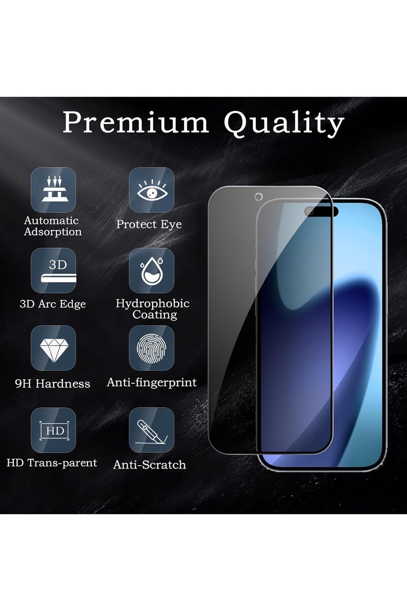 [2+2 Pack] Privacy Screen Protector for iPhone 17 Air with Camera Lens Protector, Anti-Spy Tempered Glass Film 9H Hardness Bubble Free Anti-Glare,2-Pack Each - view 2