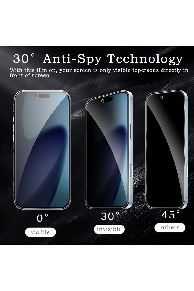 [2+2 Pack] Privacy Screen Protector for iPhone 17 Air with Camera Lens Protector, Anti-Spy Tempered Glass Film 9H Hardness Bubble Free Anti-Glare,2-Pack Each - view 3