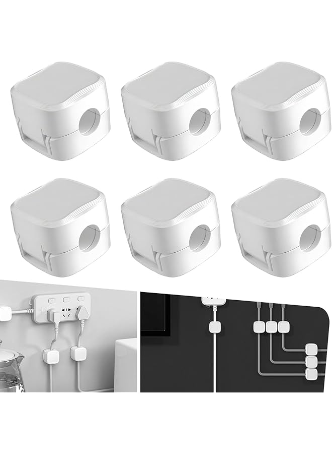Cable Clips, 6 Pack Car Waterproof Wire Holders for Automotive & Vehicle Cable Management, Cables Fasteners for Charging, USB, Large Capacity Multifunctional Wire Organizer (White)