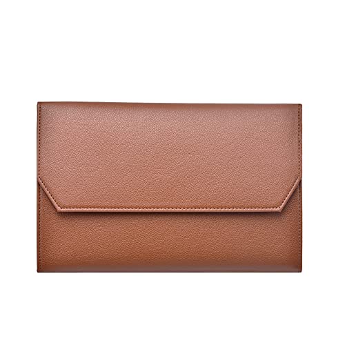erofa 12 Brown Fountain Pen Case PU Leather Organizer Bag Portfolio, Waterproof Canvas Pen Display Holder with Divider Slot - Image 3
