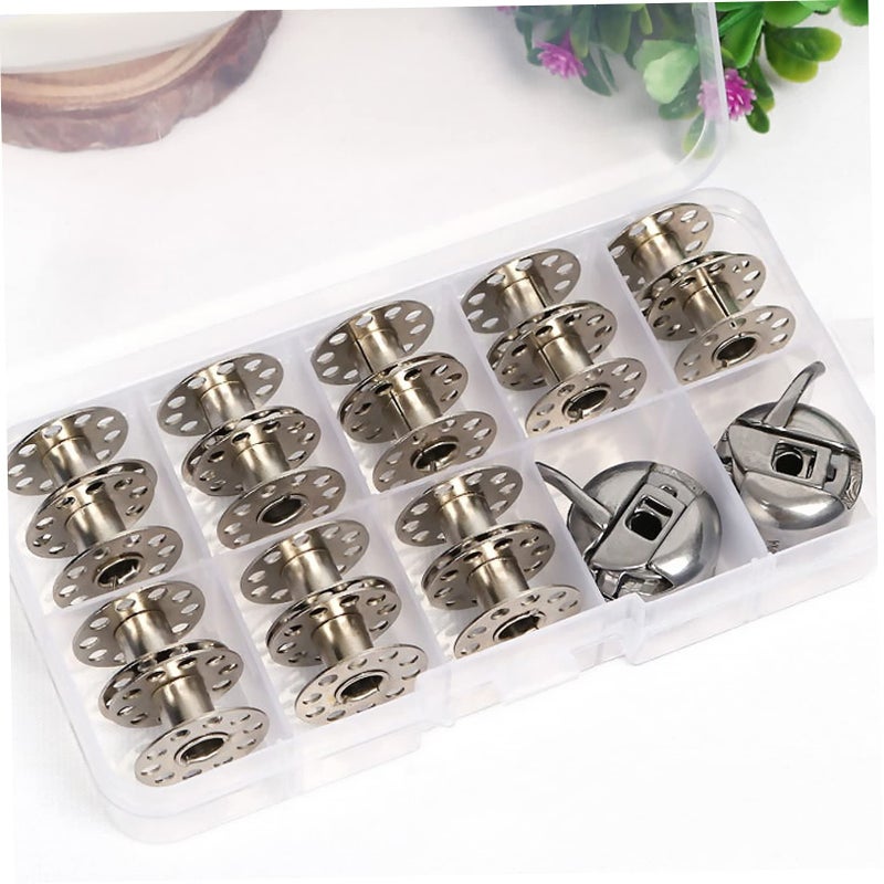Silver 6pcs Bobbin Holder Case For Sewing Machine Industrial Bobbin Cases 3.2X2.2cm - Image 4