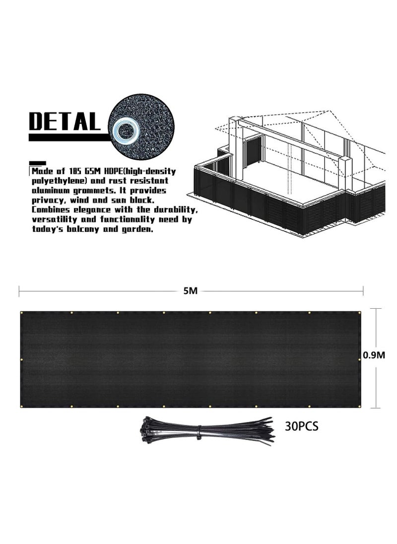 Generic - Balcony Privacy Screen Cover Balcony Shield Screens Net for Outdoor Backyard Patio Balcony Shading Protection 0.9*5M - Image 1