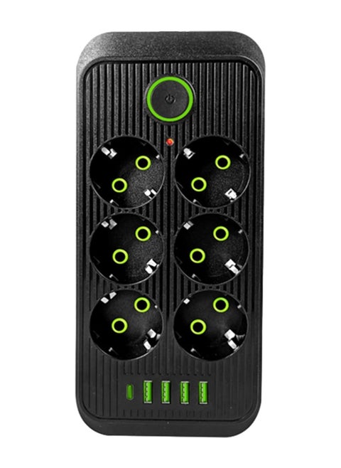 Smart 4-Port USB C-Type Power Strip Superior Protection Against Lightning Stylish Design - Versatile for Home and Office 6 Outlets