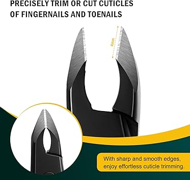 FVION 4mm Jaw Professional Cuticle Nippers SalonQuality Trimmers for Precision Nail Care Premium Stainless Steel Clipper Remover Tool Black - Image 3