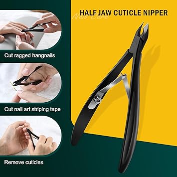 FVION 4mm Jaw Professional Cuticle Nippers SalonQuality Trimmers for Precision Nail Care Premium Stainless Steel Clipper Remover Tool Black - Image 4