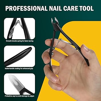 FVION 4mm Jaw Professional Cuticle Nippers SalonQuality Trimmers for Precision Nail Care Premium Stainless Steel Clipper Remover Tool Black - Image 5