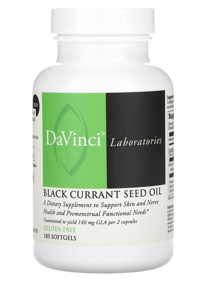 DaVinci Laboratories Black Currant Seed Oil 1000 mg 180 Softgels (500 mg per Softgel) 