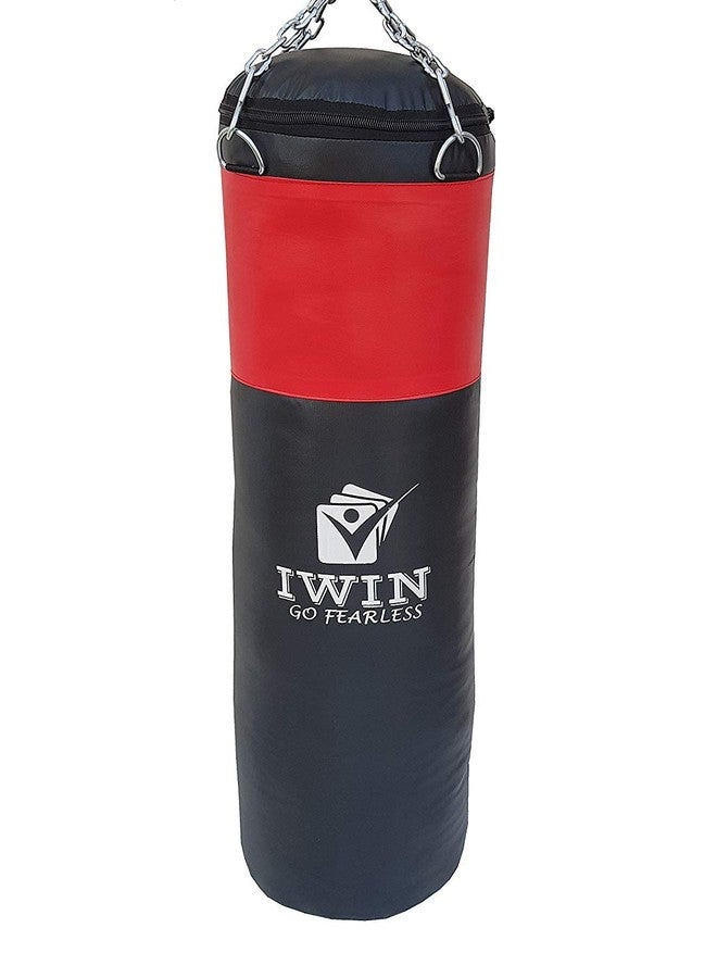 IWIN Punchbag Synthetic Leather Boxing Punching Bag Unfilled with Chain, 36 Inch (Red and Black) - Image 2