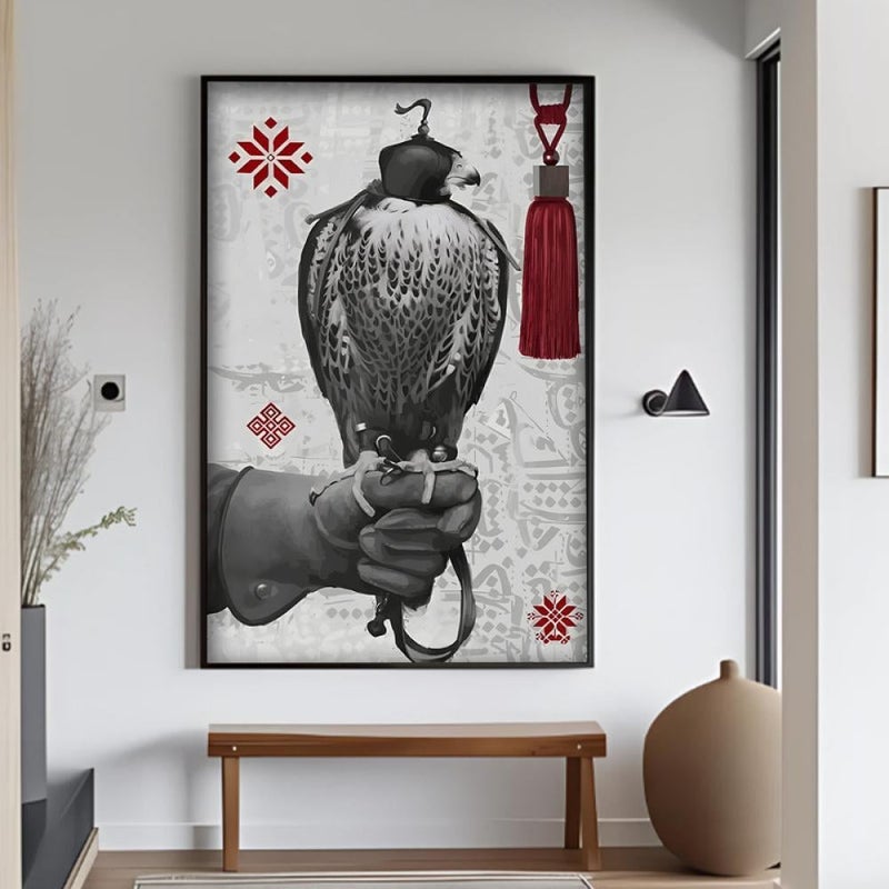 Marktna One canvas painting with a Najdi art design and a hollow frame, measuring (50×70), one piece - Image 1