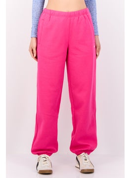 Women Regular Fit Brand Logo Jogger Pants, Dark Pink